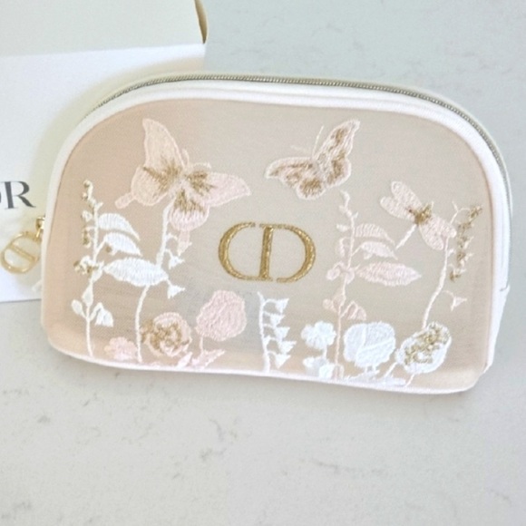 Dior Women's Gold and Cream Floral Embroidered Clutch - Picture 1 of 6